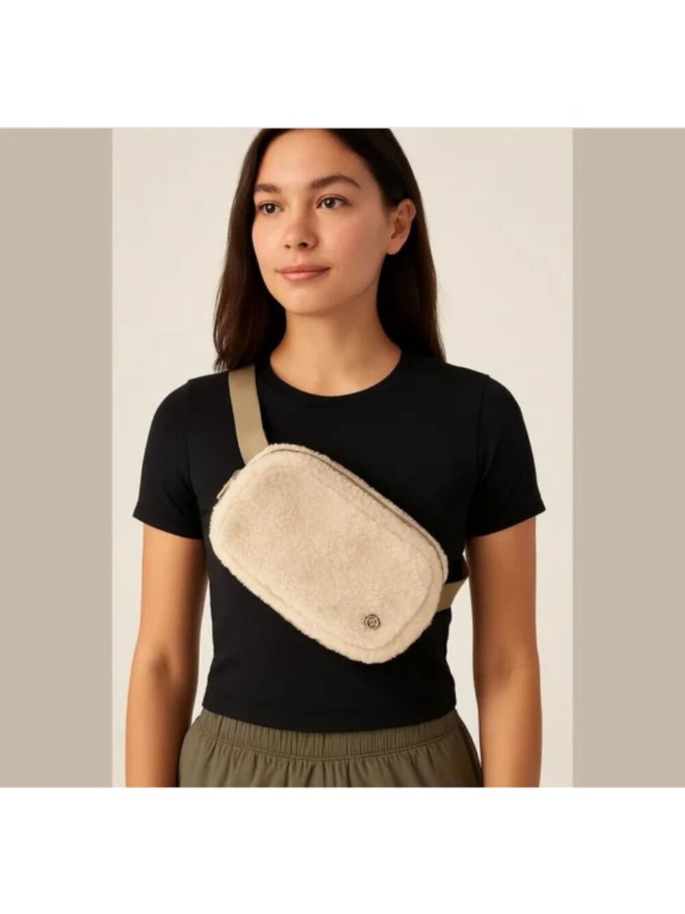 NWOT Lululemon Women's Beige Sherpa Fleece Belt Bag Crossbody Waist Pack  4567 - Picture 2 of 12